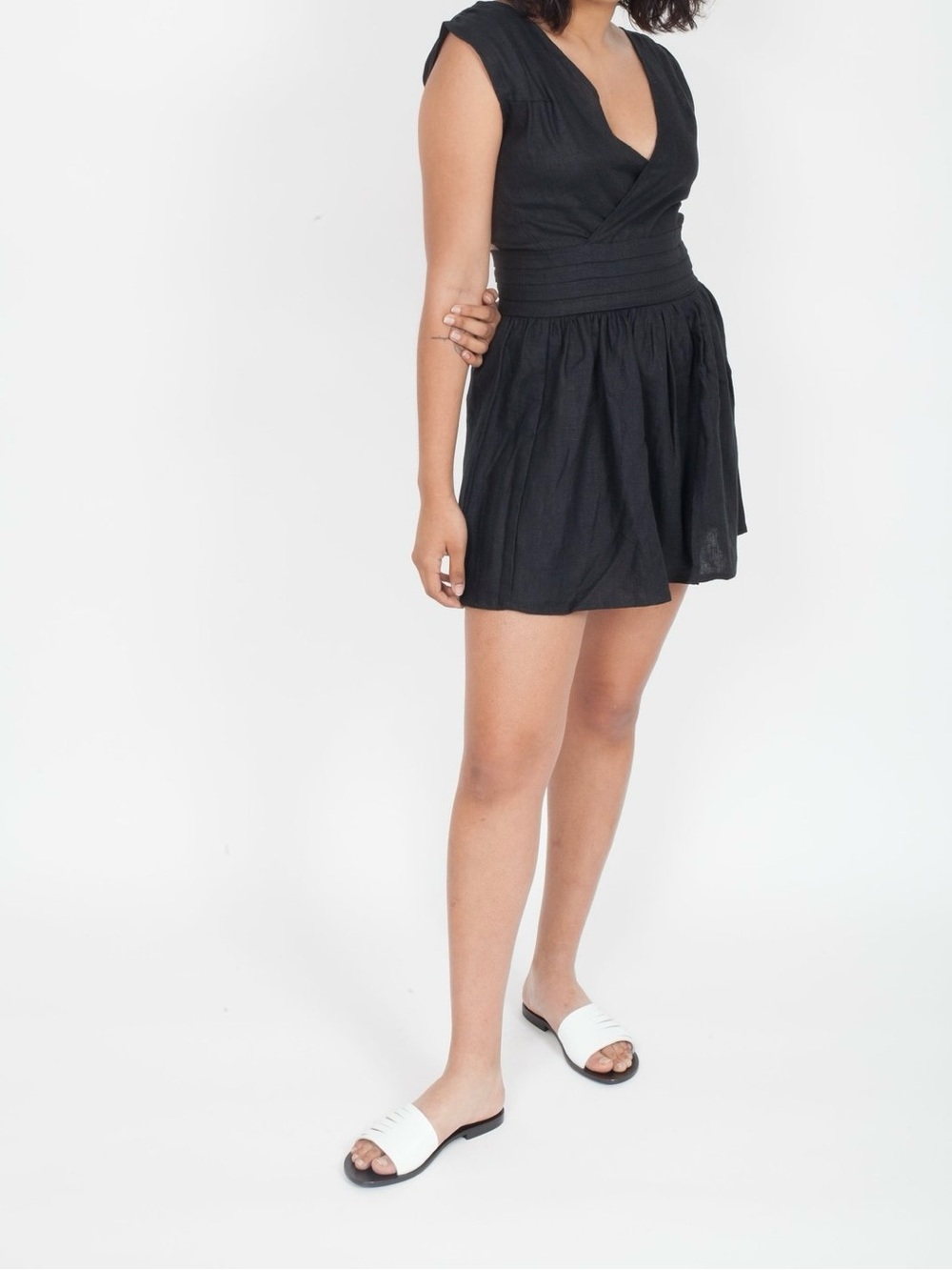 SIR. The Label Patti Linen Mini Dress in black size 0/XS